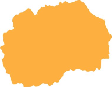 ORANGE CMYK rengi, şeffaf arkaplan üzerine Avrupa ülkesi Kuzey MACEDONIA 'nın ayrıntılı düz şablon haritası
