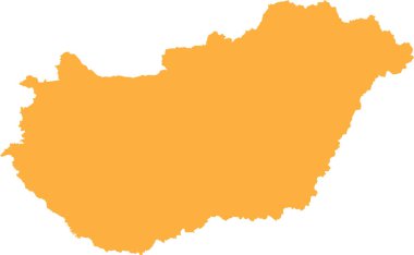 ORANGE CMYK rengi, Avrupa 'nın HUNGARY ülkesinin şeffaf arkaplan üzerindeki düz şablon haritası