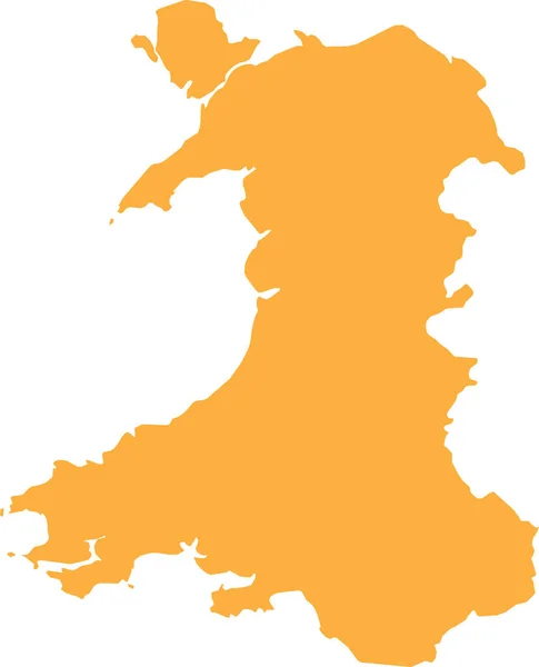 Orange Cmjn Couleur Détaillée Carte Pochoir Plat Pays Européen Wales — Image vectorielle