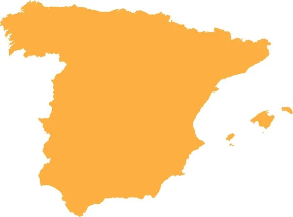Orange Cmyk Farbig Detaillierte Flache Schablonenkarte Des Europäischen Landes Spanien — Stockvektor