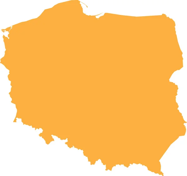 Orange Cmyk Кольорова Детальна Карта Плоского Трафарету Європейської Країни Poland — стоковий вектор