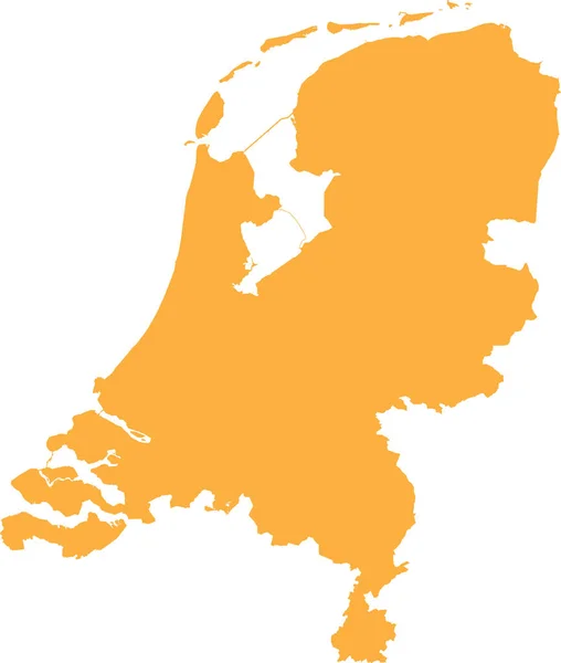 Orange Cmyk在透明背景下绘制的欧洲国家荷兰的详细平面模板图 — 图库矢量图片
