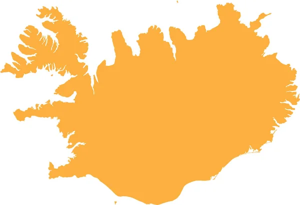 Orange Cmjn Couleur Détaillée Carte Pochoir Plat Pays Européen Islande — Image vectorielle
