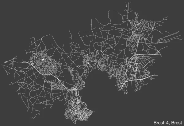 Detailed Hand Drawn Navigational Urban Street Roads Map Brest Canton — Stock Vector