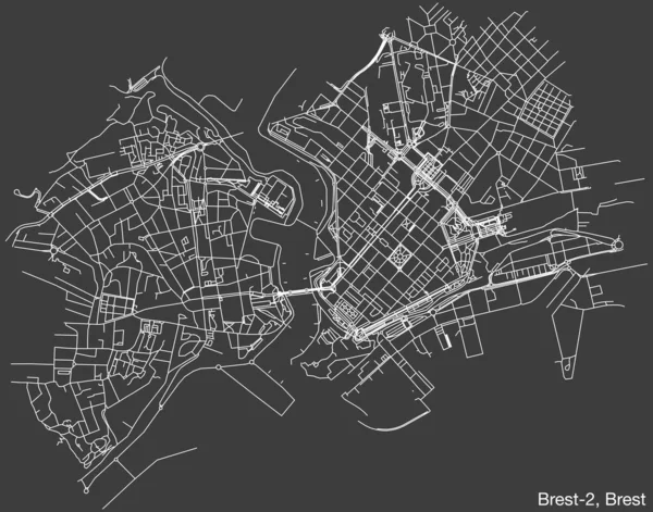 Szczegółowa Ręcznie Rysowana Nawigacyjna Mapa Ulic Miejskich Brest Canton Francuskiego — Wektor stockowy