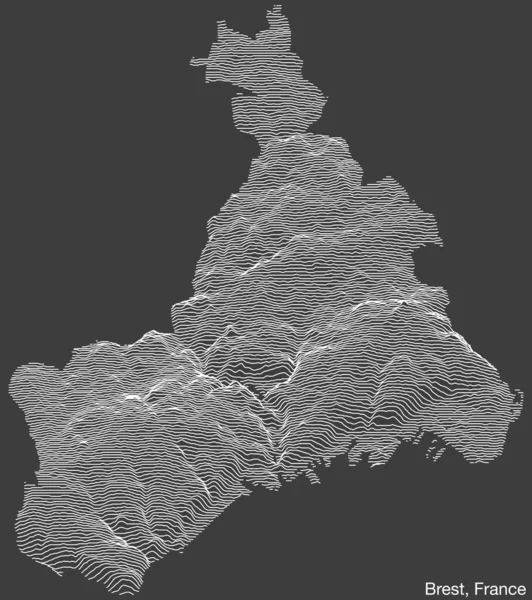 Топографічна Карта Міста Brest France Твердими Контурними Лініями Міткою Назв — стоковий вектор