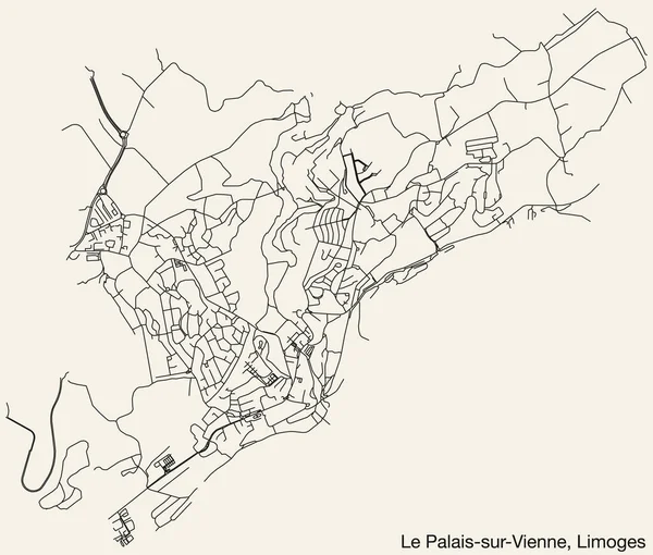 Detaillierte Handgezeichnete Straßenkarte Der Palais Sur Vienne Comune Der Französischen — Stockvektor