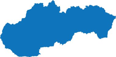 Avrupa ülkesi SLOVAKIA 'nın şeffaf arkaplan üzerindeki BLUE CMYK rengi ayrıntılı düz şablon haritası