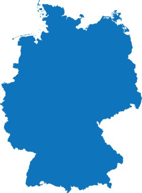 BLUE CMYK rengi, Avrupa ülkesi GERMANY 'ın şeffaf arkaplan üzerindeki düz şablon haritası