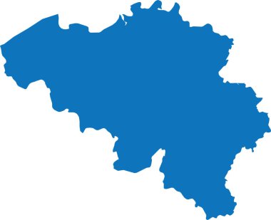 BLUE CMYK rengi, Avrupa ülkesi BELGIUM 'un şeffaf arkaplan üzerindeki düz şablon haritası