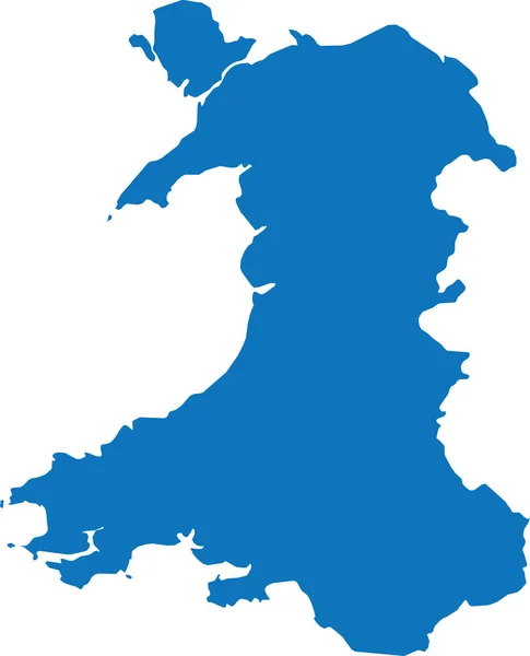 Blue Cmyk Cor Detalhada Mapa Estêncil Plano País Europeu Wales —  Vetores de Stock