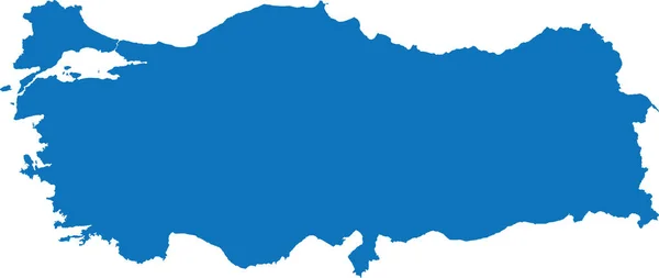 Blue Cmyk カラー詳細なフラットステンシルマップ ヨーロッパの国Turkeyの透明な背景に — ストックベクタ