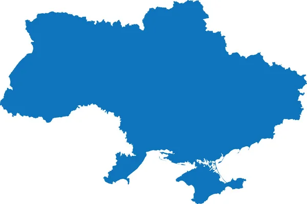Blue Cmyk Color Detailed Flat Stencil Map European Country Ukraine — 图库矢量图片