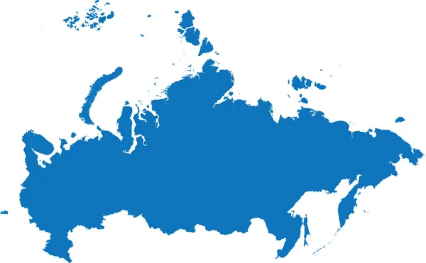Bleu Cmjn Couleur Détaillée Carte Pochoir Plat Pays Européen Russie — Image vectorielle