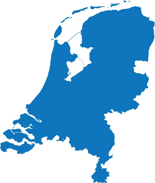 Цвет Синего Cmyk Подробная Плоская Трафаретная Карта Европейской Страны Нидерланды — стоковый вектор