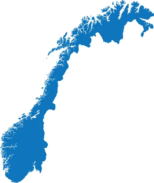Blue Cmyk Farbig Detaillierte Flache Schablonenkarte Des Europäischen Landes Norwegen — Stockvektor