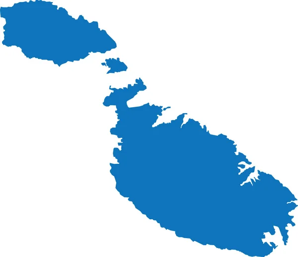 Niebieski Cmyk Kolor Szczegółowy Płaski Szablon Mapy Europejskiego Kraju Malta — Wektor stockowy
