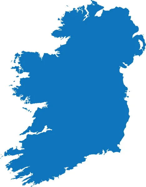 Carte Détaillée Pochoir Plat Couleur Bleue Cmjn Pays Européen Irlande — Image vectorielle