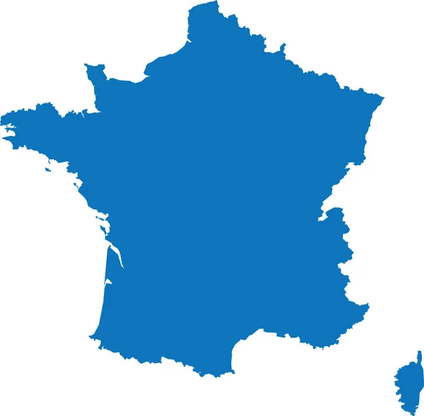 Цвет Синего Cmyk Подробная Плоская Трафаретная Карта Европейской Страны Франция — стоковый вектор
