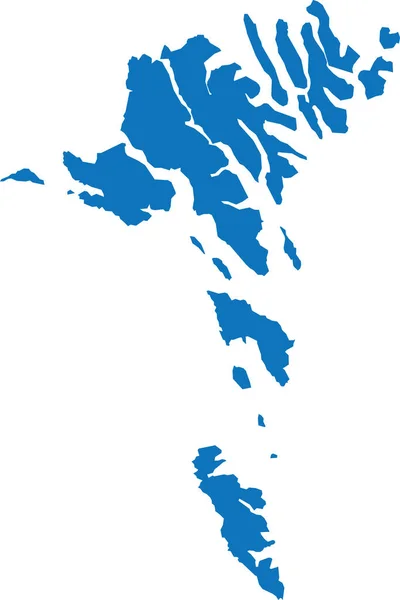 Blue Cmyk色は透明な背景のヨーロッパの国Faroe Islandsの詳細なフラットステンシルマップを着色しました — ストックベクタ