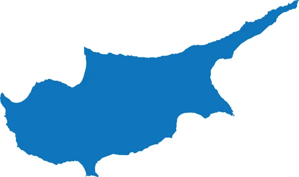 Blue Cmyk Cor Detalhada Mapa Estêncil Plano País Europeu Cyprus — Vetor de Stock
