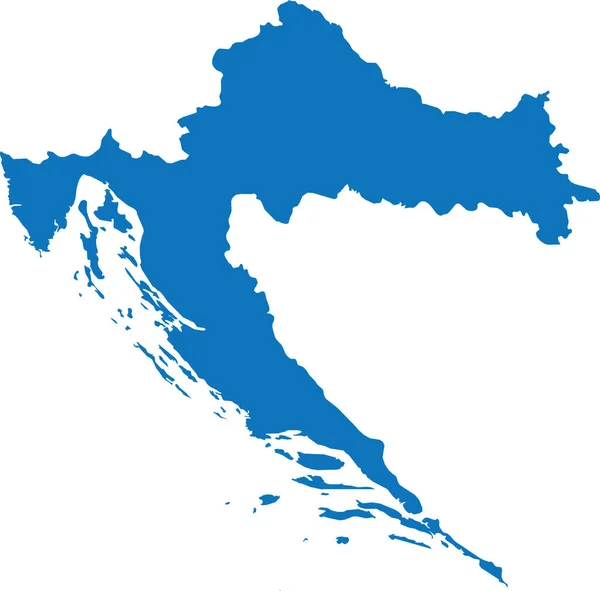 Bleu Cmjn Couleur Détaillée Carte Pochoir Plat Pays Européen Croatie — Image vectorielle