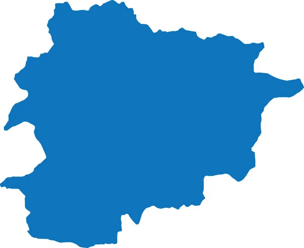 Blue Cmyk Cor Detalhada Mapa Estêncil Plano País Europeu Andorra — Vetor de Stock