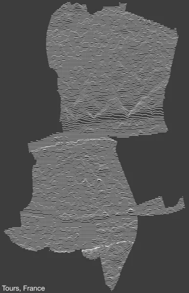 Топографическая Рельефная Карта Города Турс Франция Твердыми Контурными Линиями Табличкой — стоковый вектор