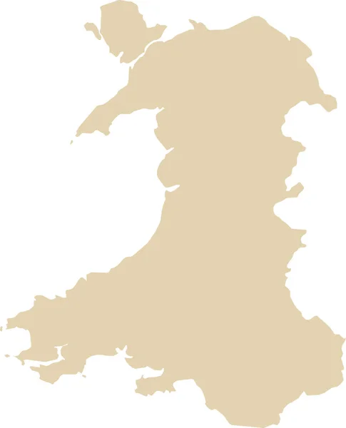 Beige Cmyk Cor Detalhada Mapa Estêncil Plano País Europeu Wales —  Vetores de Stock