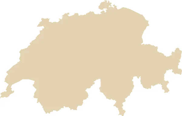 Beige Cmyk在透明背景下绘制的欧洲国家Switzerland详细平面模板图 — 图库矢量图片
