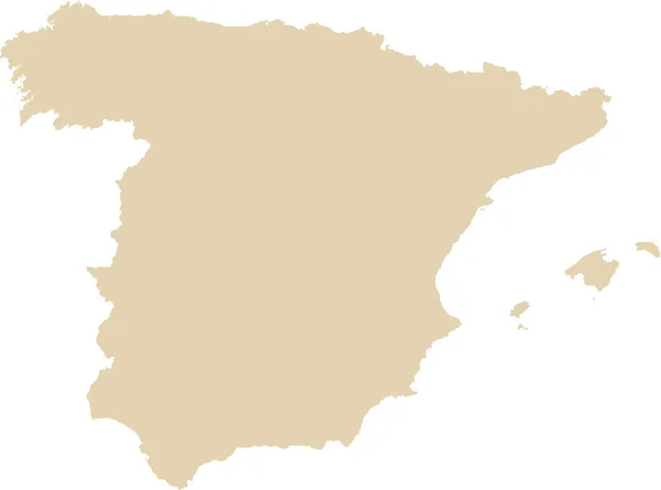 Beige Cmyk Cor Detalhada Mapa Estêncil Plano País Europeu Espanha —  Vetores de Stock