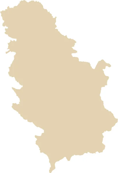 欧洲国家Serbia 带有Kosovo 透明背景的Beige Cmyk彩色详细平面模板图 — 图库矢量图片