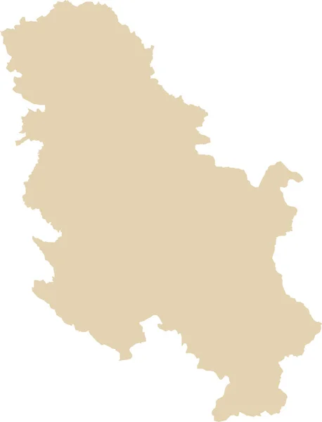 Beige Cmyk Mappa Dettagliata Del Paese Europeo Serbia Senza Kosovo — Vettoriale Stock