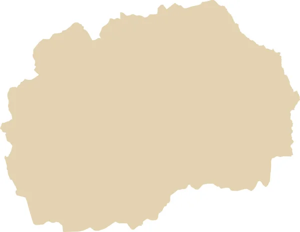 Beige Cmyk色は透明な背景のヨーロッパの国North Macedoniaの詳細なフラットステンシルマップを着色しました — ストックベクタ