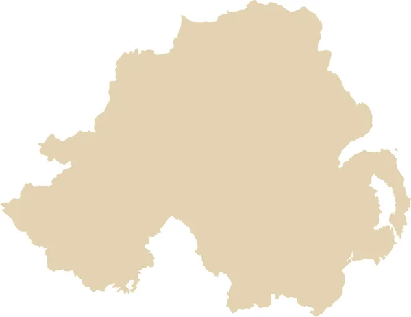 Beige Cmyk在透明背景下绘制的欧洲北部爱尔兰国家详细平面模板图 — 图库矢量图片