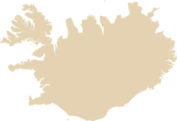 Beige Cmyk在透明背景下的欧洲国家Iceland详细平面模板图 — 图库矢量图片