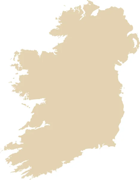 Beige Cmyk Cor Detalhada Mapa Estêncil Plano País Europeu Irlanda — Vetor de Stock