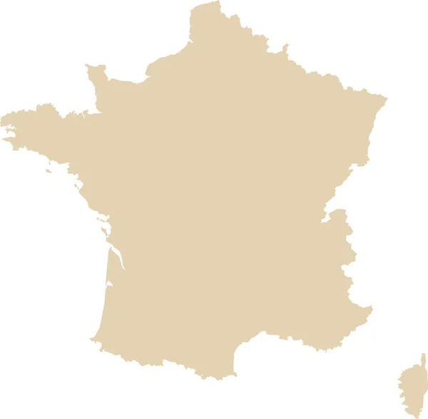 Beige Cmyk Кольорова Детальна Карта Плоского Трафарету Європейської Країни France — стоковий вектор