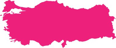 ROSE CMYK rengi, Avrupa ülkesi TURKEY 'nin şeffaf arkaplan üzerindeki düz şablon haritası