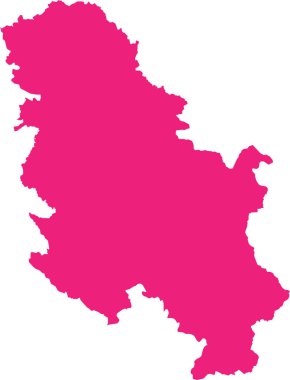 ROSE CMYK rengi, şeffaf arkaplan üzerinde Avrupa ülkesi SERBIA 'nın (KOSOVO olmadan) ayrıntılı düz şablon haritası