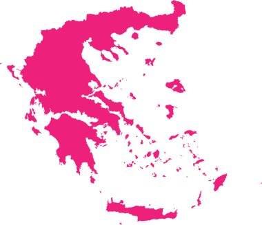 ROSE CMYK rengi, Avrupa 'nın GREECE ülkesinin şeffaf arkaplan üzerindeki düz şablon haritası