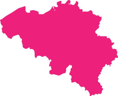 ROSE CMYK rengi, Avrupa ülkesi BELGIUM 'un şeffaf arkaplan üzerindeki düz şablon haritası