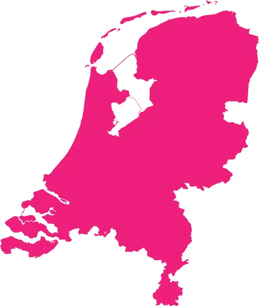 Rose Cmyk Farbig Detaillierte Flache Schablonenkarte Des Europäischen Landes Niederlande — Stockvektor
