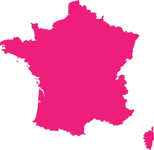 Rose Cmyk Cor Detalhada Mapa Estêncil Plano País Europeu França — Vetor de Stock