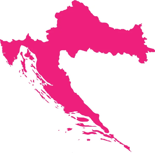 Rose Cmyk Színes Részletes Lapos Stencil Térkép Európai Ország Croatia — Stock Vector