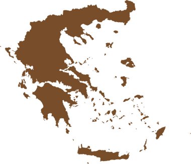 BROWN CMYK rengi, Avrupa 'nın GREECE ülkesinin şeffaf arkaplan üzerindeki düz şablon haritası