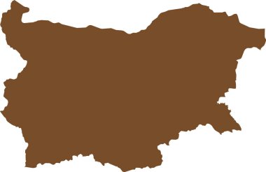 BROWN CMYK rengi, Avrupa 'nın BLGARIA ülkesinin şeffaf arkaplan üzerindeki düz şablon haritası