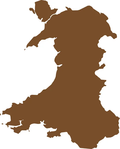 Brown Cmyk Кольорова Детальна Карта Плоского Трафарету Європейської Країни Wales — стоковий вектор