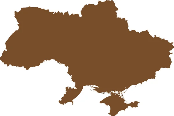 Brown Cmyk Cor Detalhada Mapa Estêncil Plano País Europeu Ucrânia — Vetor de Stock