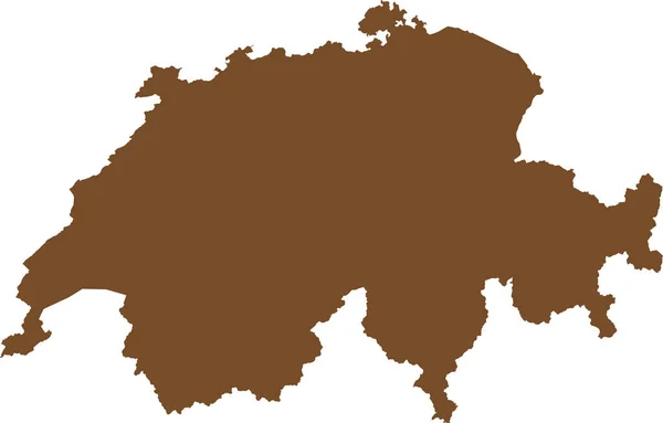 Brown Cmyk Cor Detalhada Mapa Estêncil Plano País Europeu Suíça —  Vetores de Stock